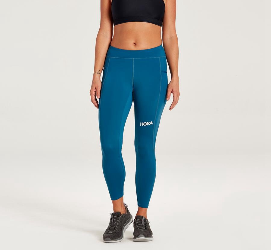 Hoka One One Pants Womens Blue - Performance Crop Tight - 69821HRXY